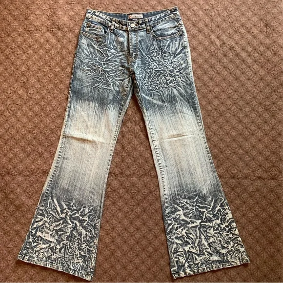 Pantalon Jeans Femme Jing Wang Délavé Vintage - Taille 42, Coupe évasée, Occasion